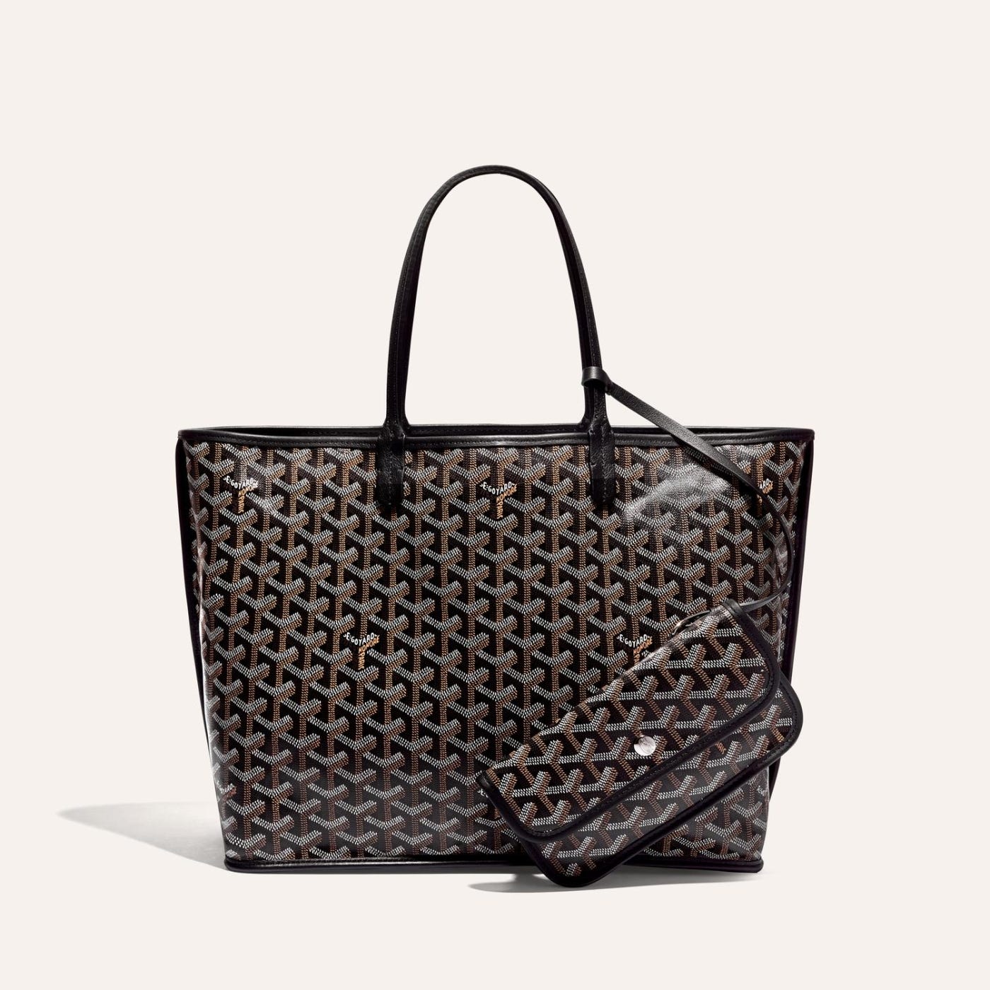 Goyard Goyardine Black Anjou PM Reversible Tote Bag Palladium Hardware - Image 2